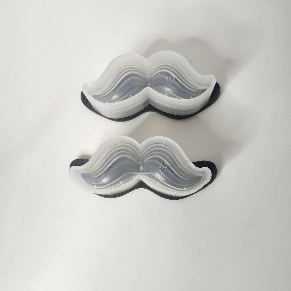 Set of 2 Leak-Free, Slow-Melting Novelty Mustache Ice Silicone Sealed Lid